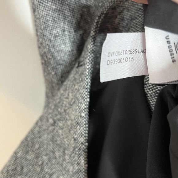 Diane von Furstenberg Gilet Dress Lace Black Tweed Women’s 4 Sleeveless - Picture 7 of 11